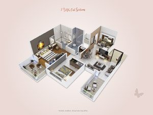 utopia 2 bhk cut section